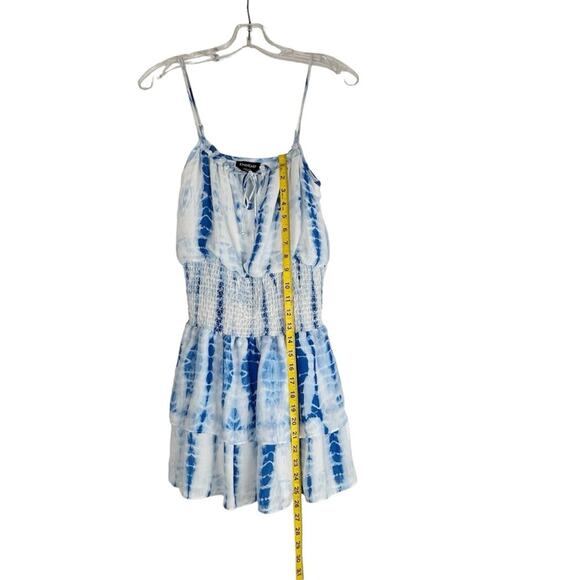 Bebe Dress Womens Size XXS Blue Tie Dye Tiered Smocked Mini Beach Boho Summer - Picture 8 of 8